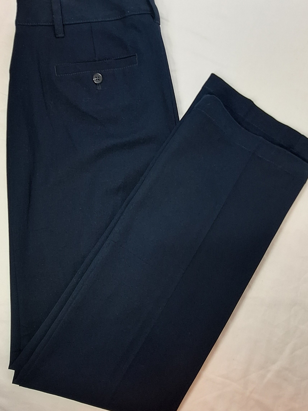 NWT Eddie Bauer Slightly Curvy StayShape Trousers Navy Blue 8 Tall